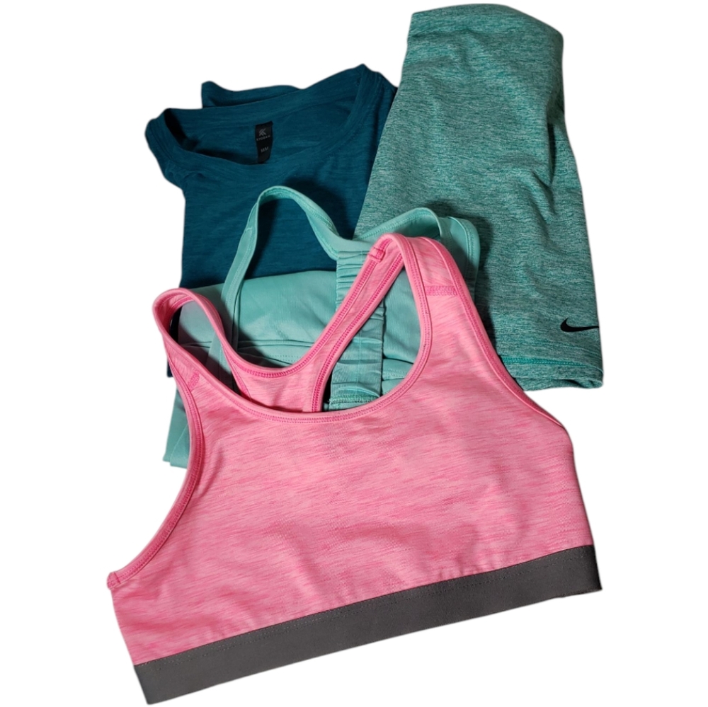 Athletic Bundel Exercise Running Yoga Pickelball Bra and Teal Activewear Nike M